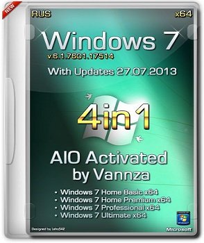 Windows 7 X64 4 in 1 AIO Activated by Vannza (2013) Русский
