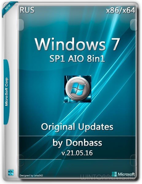 Windows 7 SP1 Original Updates 8in1 by Donbass v.21.05.16 (x86-x64) (2016) [Rus]