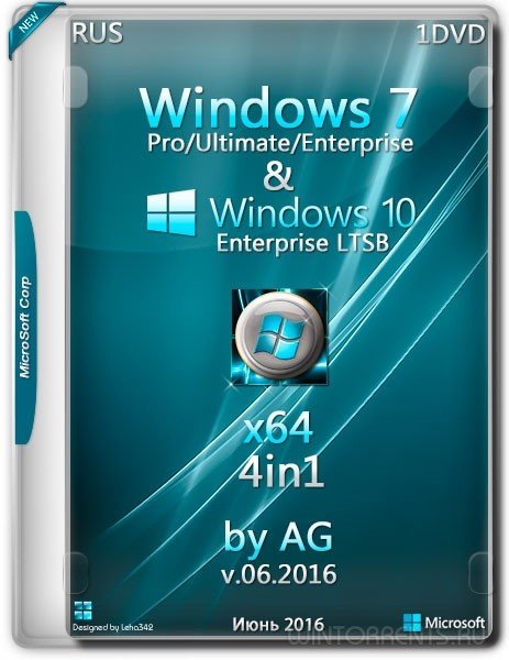 Windows 7-10 (x64) LTSB 4in1 & Intel USB 3.0 + NVMe by AG (06.2016) [Rus]