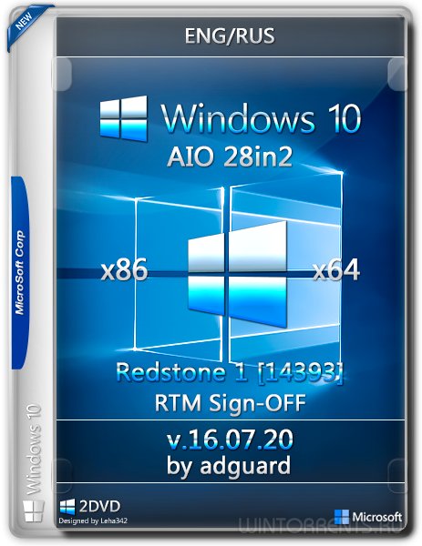 Windows 10 Redstone 1 [14393] (x86-x64) RTM Sign-OFF AIO 28in2 by adguard v16.07.20 [En/Ru]