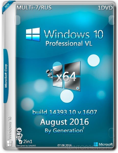 Windows 10 Pro VL build 14393.10 v.1607 ESD August 2016 by Generation2 (x64) (2016) [Ml7/Rus]