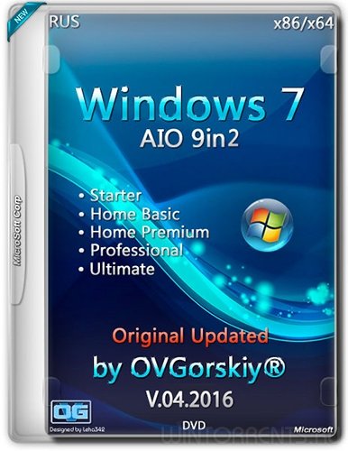 Windows 7 SP1 (x86-x64) Ru 9-in-2 Origin-Upd v.04.16 by OVGorskiy® 2DVD (2016) [Rus]