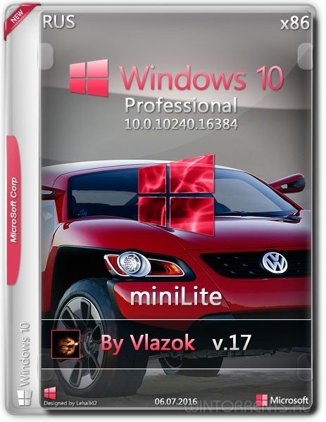 Windows 10 Pro (x86) Mini Lite 10.0.10240.16384 by vlazok v.17 (2016) [Rus]
