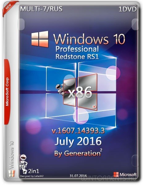 Windows 10 Pro build 14393 ESD July 2016 by Generation2 (x86) (2016) [Multi7/Rus]