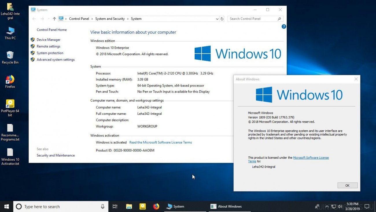 Windows 10 Enterprise (x64) 1809 Integral Edition by Ramsey v.2019.3.16