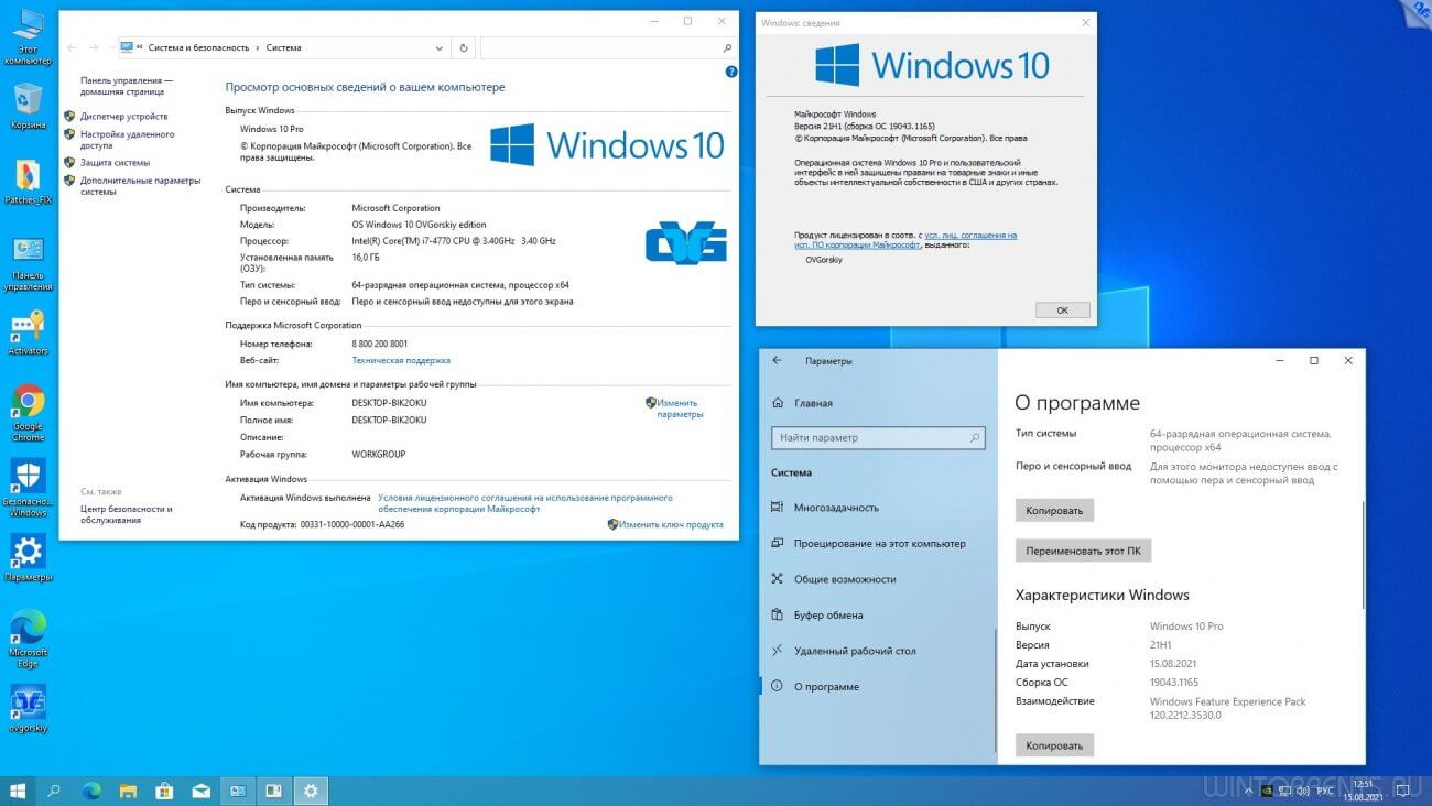 Windows 10 Professional VL (x86-x64) 21H1 by OVGorskiy v.08.2021